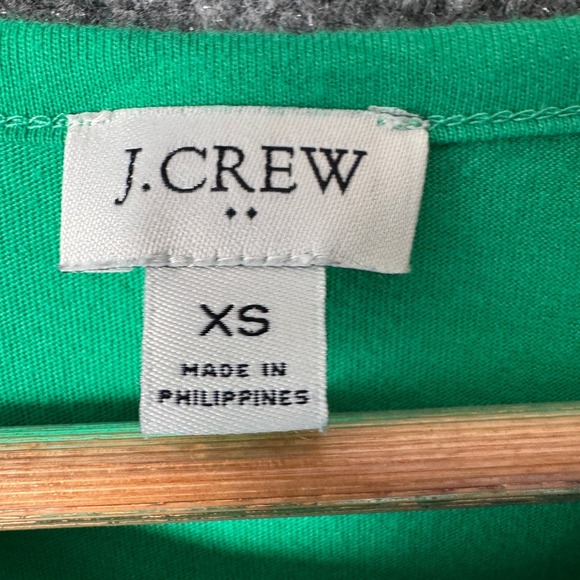 J.Crew Dress Womans XS Green Eyelet Puff Short Sleeve Tiered Midi Casual Summer - Picture 4 of 9